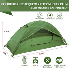 Clostnature 1-Personen Zelt Camping Wasserdicht Ultraleicht