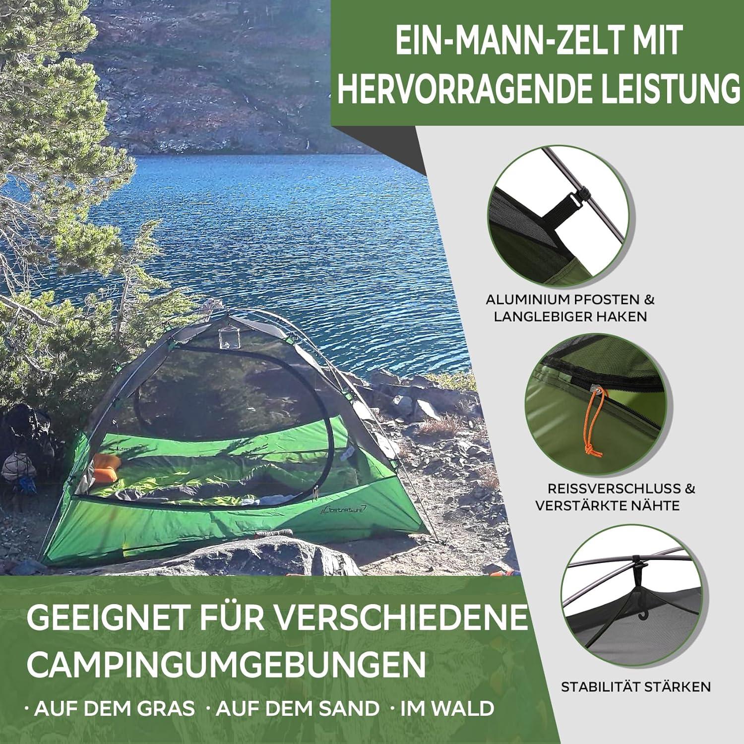 Clostnature 1-Personen Zelt Wasserdicht Ultraleicht Trekking