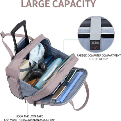 EMPSIGN Trolley Rolling Laptoptasche mit RFID Taschen 15.6 Zoll Rosa