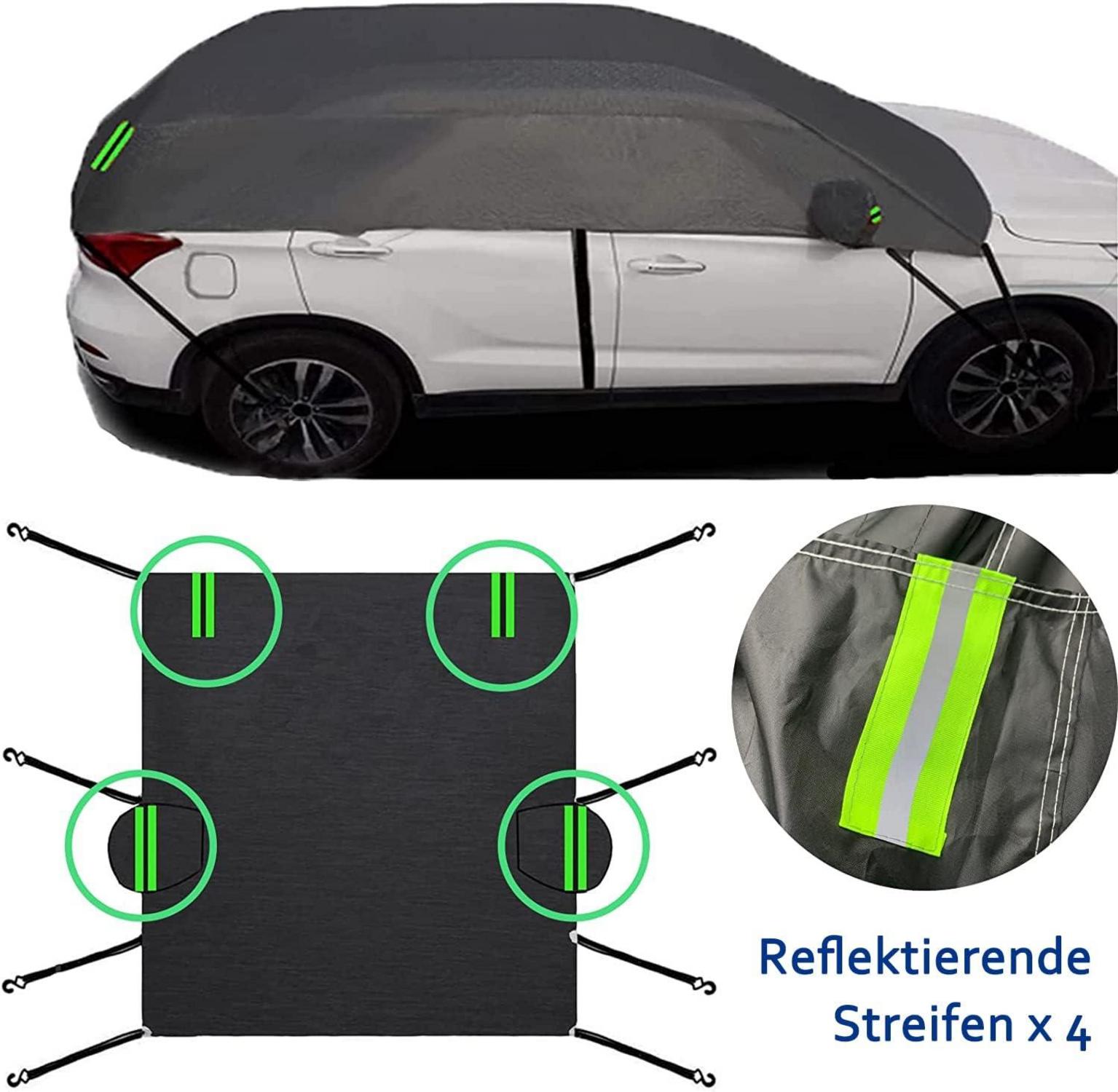 Halbgarage Autoabdeckung mit Reflexstreifen, Windschutzscheibe Schutz