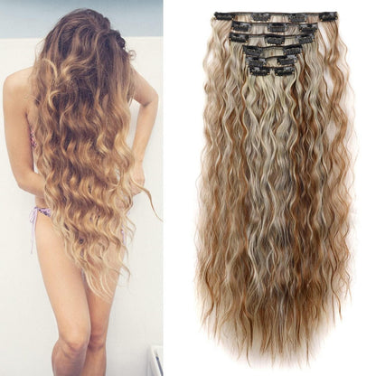 50cm gewellte Haarverlängerung – Synthetisch, Hellbraun & Blond