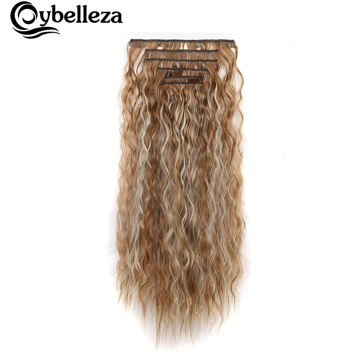 50cm gewellte Haarverlängerung – Synthetisch, Hellbraun & Blond