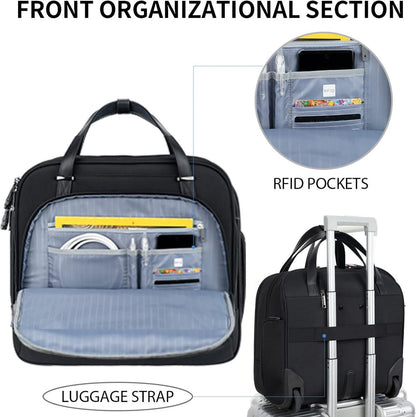 EMPSIGN Rolling Laptop Tasche 15.6 Zoll Business Trolley RFID Schwarz
