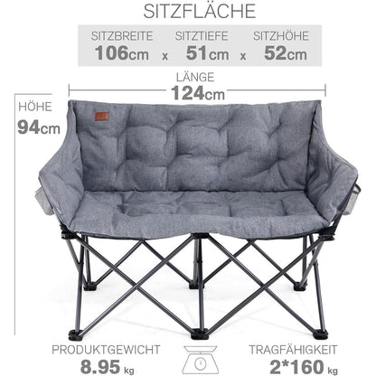 Campingstuhl Klappbar für 2 Personen Faltsofa Luxus XXL 2