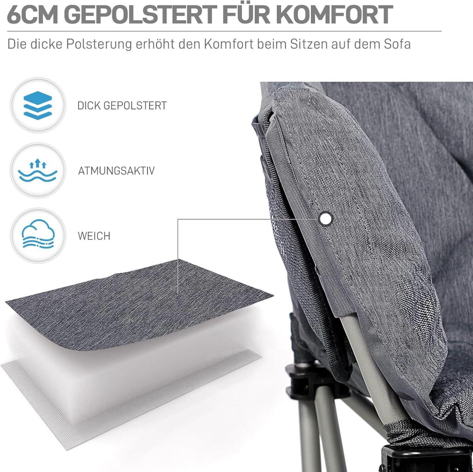 XXL Campingsofa 2-Sitzer faltbar 300KG belastbar grau