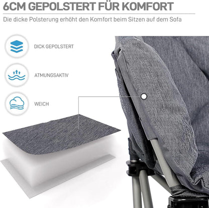 XXL Campingsofa 2-Sitzer faltbar 300KG belastbar grau