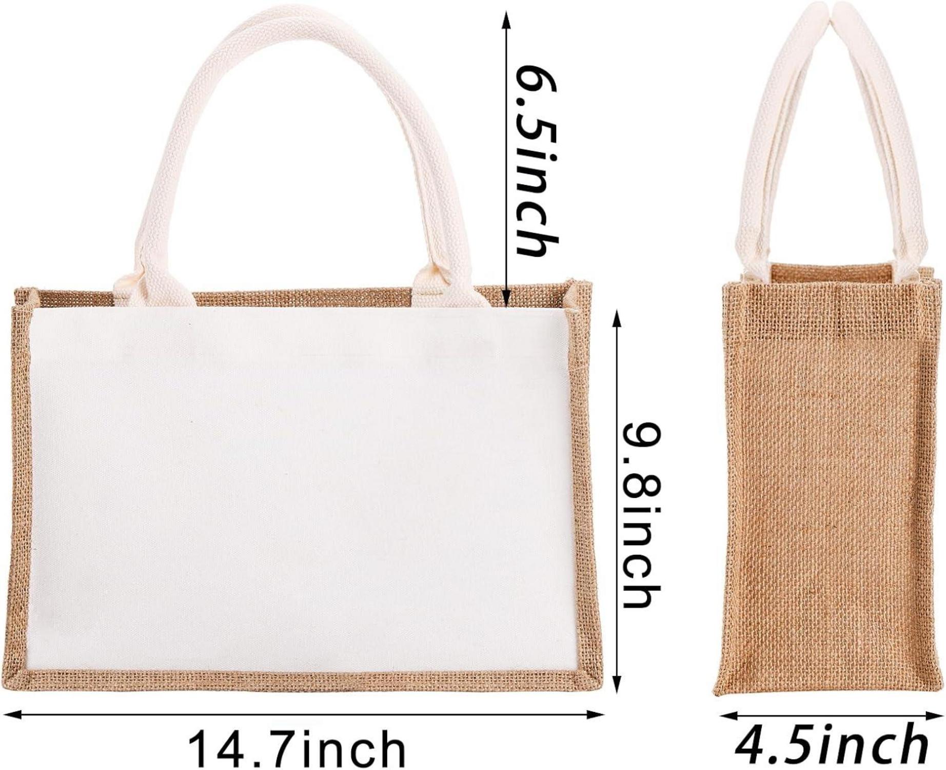 6er Pack wiederverwendbare Jute-Tragetaschen mit