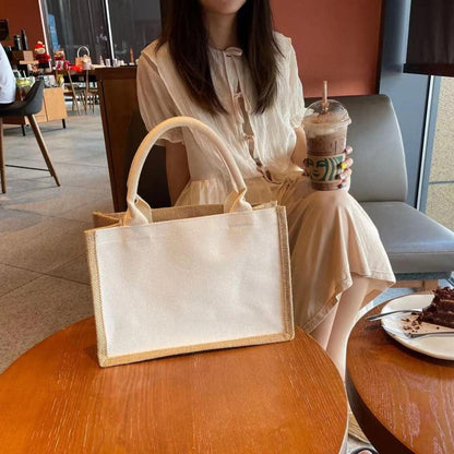 6er-Pack Jute-Tragetaschen - Wiederverwendbar, wasserabweisend, mit Griffen