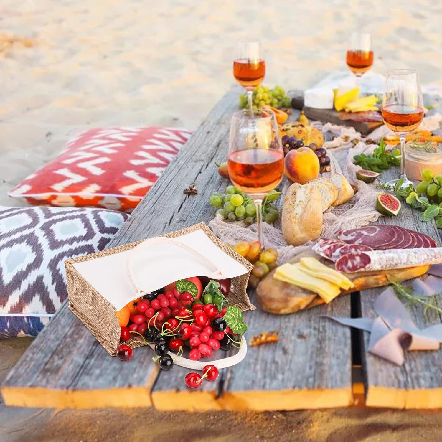 6er Set wiederverwendbare Jute-Tragetaschen wasserabweisend für