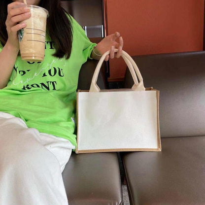 6er-Pack Jute-Tragetaschen - Wiederverwendbar, wasserabweisend, mit Griffen