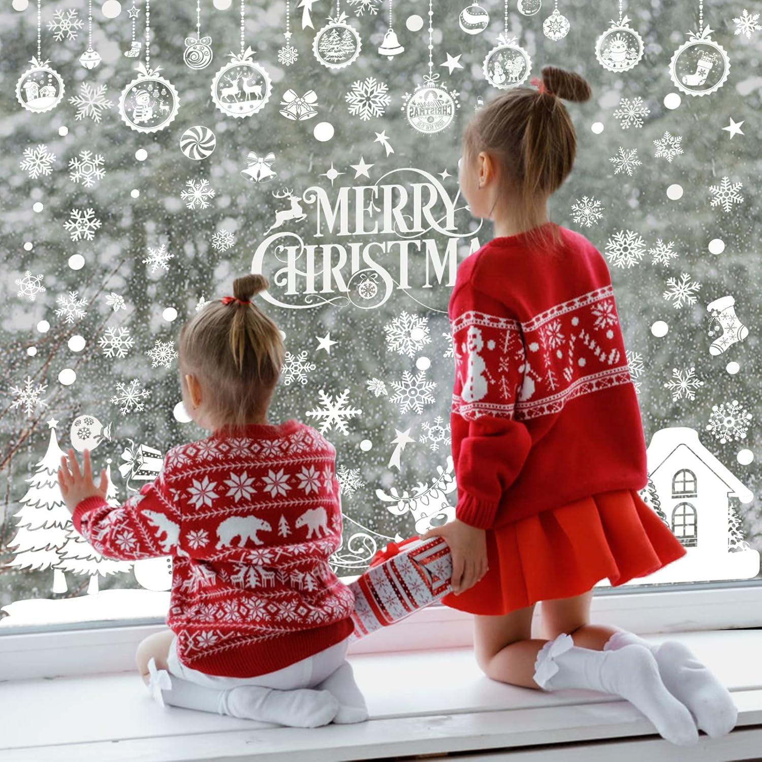 Weihnachtsfensterbilder 8 Blätter Fensteraufkleber Schneeflocken Fenstersticker