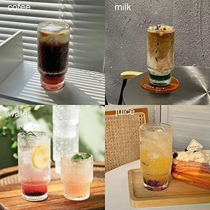 Vintage Longdrinkgläser Set mit Glasstrohalme 325ml 4x Set