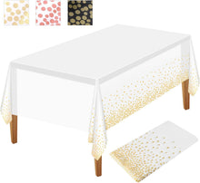 Einweg Tischdecke 137x274cm goldene Punkte weiß-goldene Mottoparty