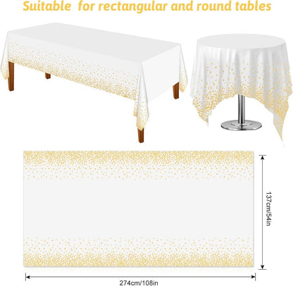 Weiße goldene Party Tischdecke 137x274 cm Einweg rechteckige