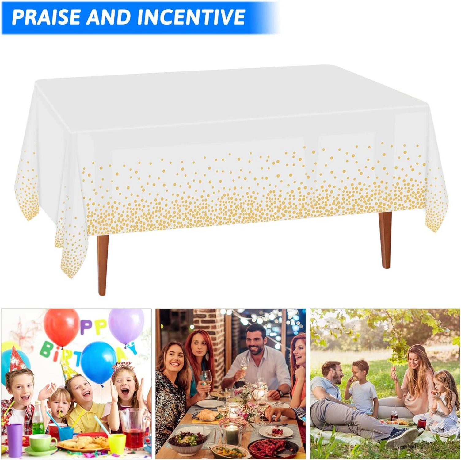Weiße goldene Party Tischdecke 137 x 274 cm Einweg rechteckig