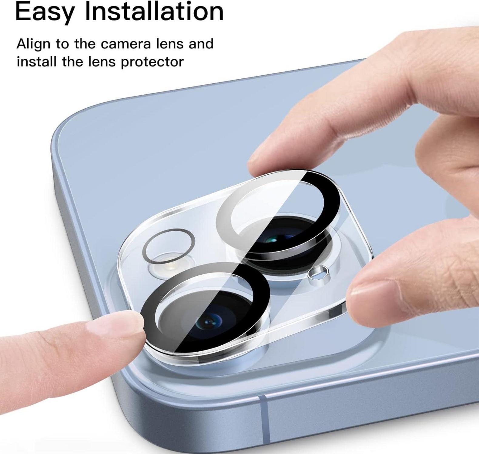 Kameraschutz Glas für iPhone 14 und 14 Plus 6,1/6,7 Zoll, 9H Panzer, Klar, 3