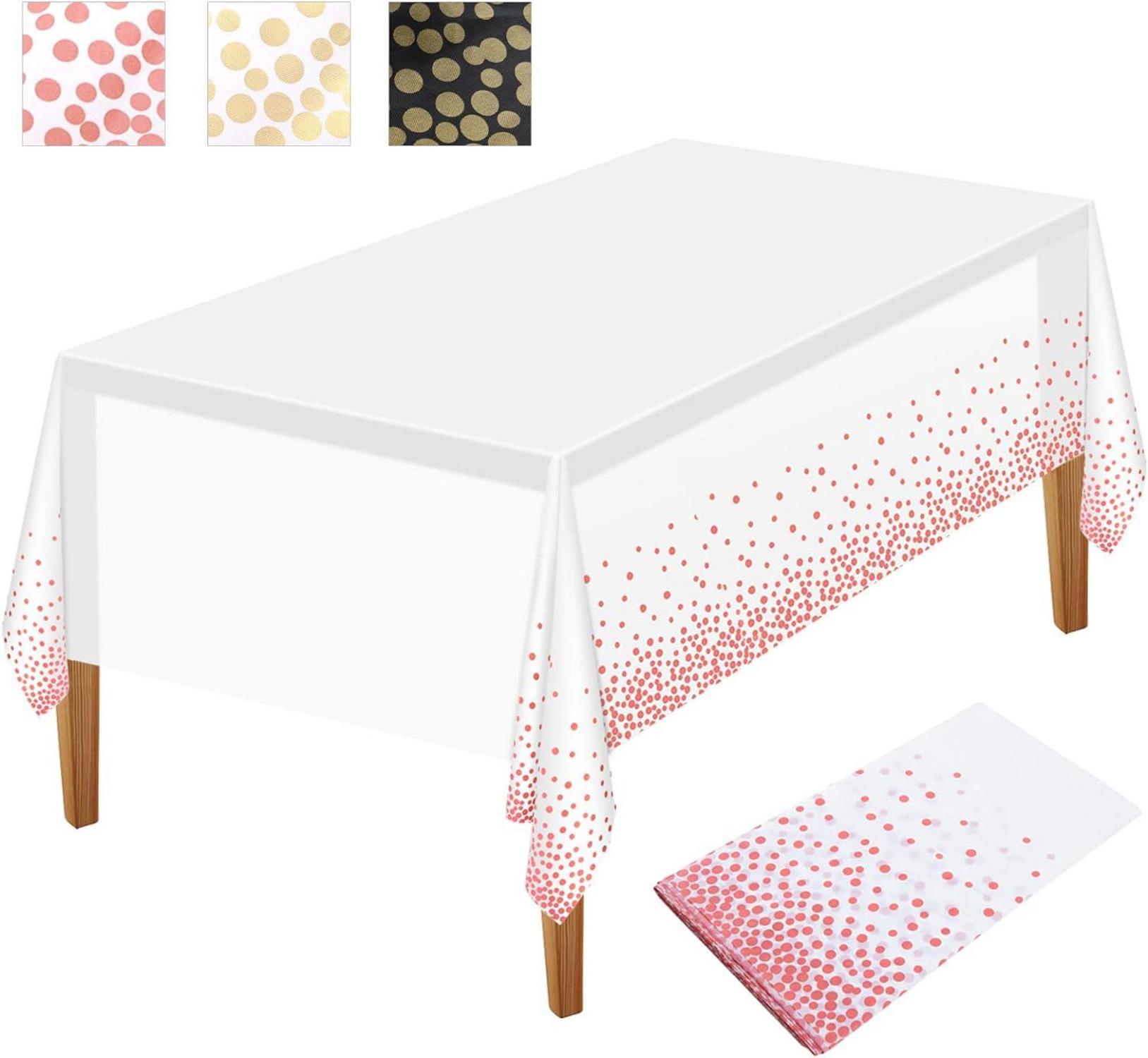 Party Tischdecke weiße und roségoldene Punkte Konfetti 137x274cm