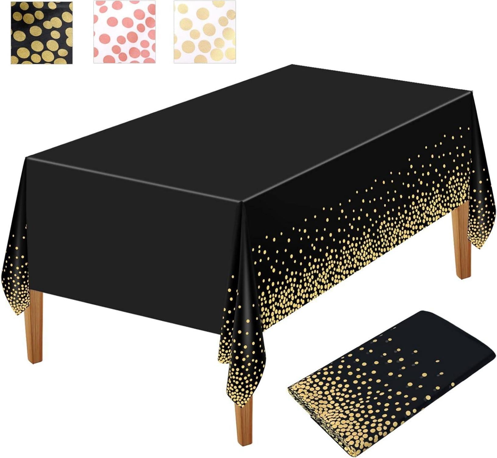 Schwarze goldene Einweg Tischdecke 137x274cm Punkte Konfetti