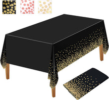 Schwarze goldene Einweg Tischdecke 137x274cm Punkte Konfetti