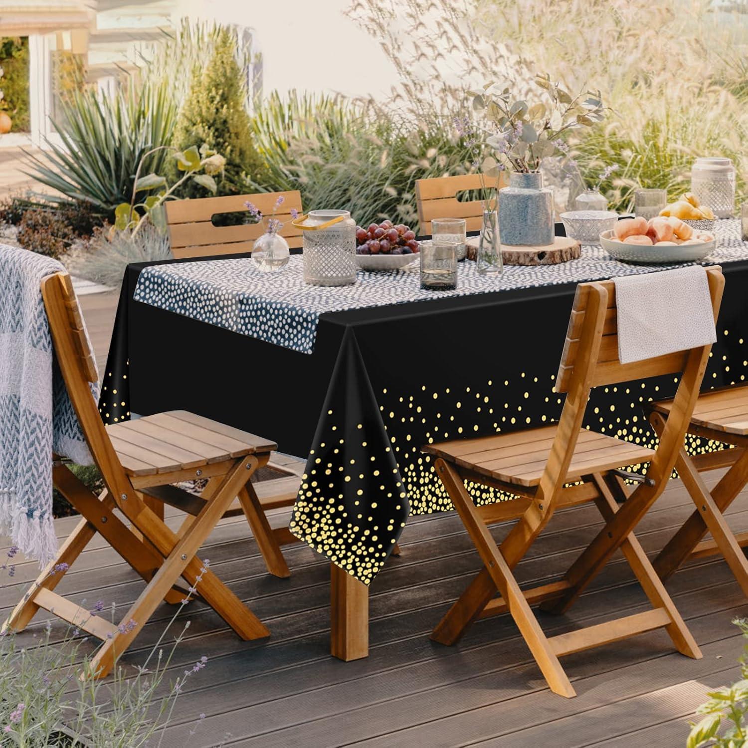 Schwarze Gold Punkte Party Tischdecke 137x274cm Einweg Decke