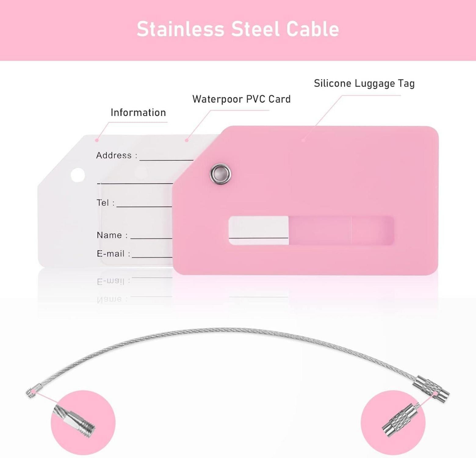 Gepäckanhänger Koffer ID Tags Adressschild Reisezubehör 2 Stück Blau+Rosa