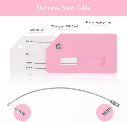 Gepäckanhänger Koffer ID Tags Adressschild Reisezubehör 2 Stück Blau+Rosa
