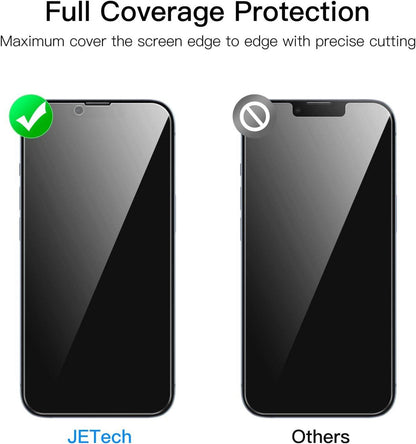 JETech Sichtschutz Full Screen für iPhone 14 Plus 6,7 Zoll Anti-Spy Glas Displayschutz 2 Stück
