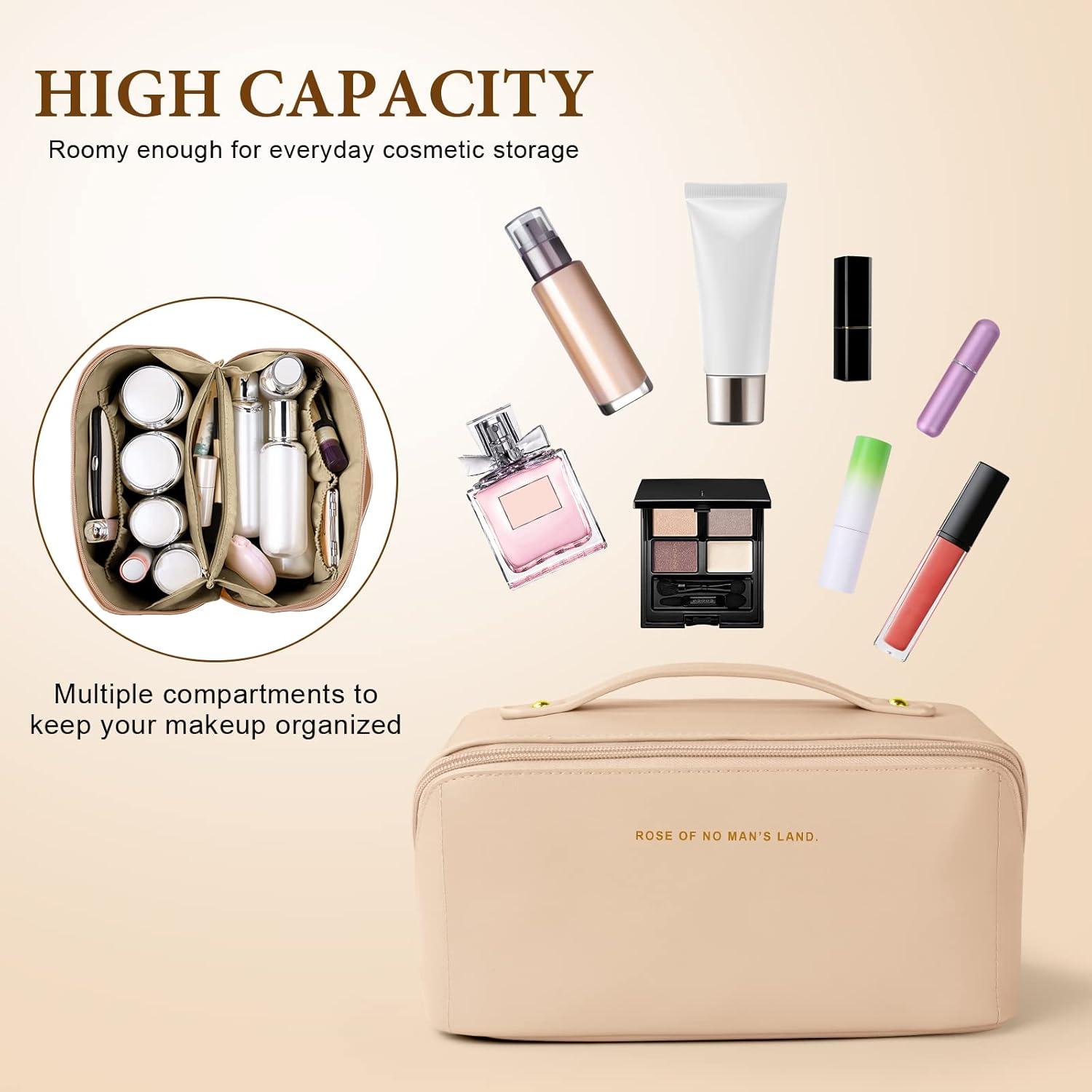 Aucuu Reise Kosmetiktasche: PU Leder Tragbar Make-up Tasche, Große Kapazität, Wasserdicht & Portable