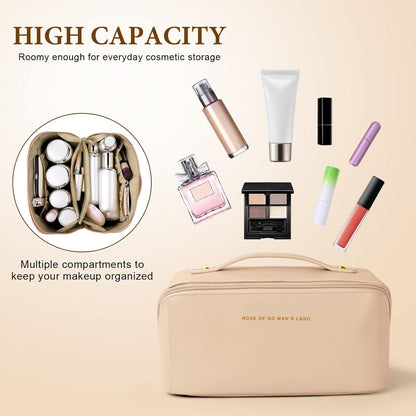 Aucuu Reise Kosmetiktasche: PU Leder Tragbar Make-up Tasche, Große Kapazität, Wasserdicht & Portable