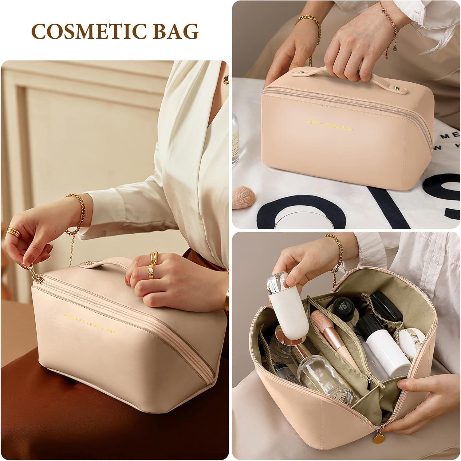 Kosmetiktasche PU Leder Tragbar Make-up Organizer große Kapazität wasserdicht