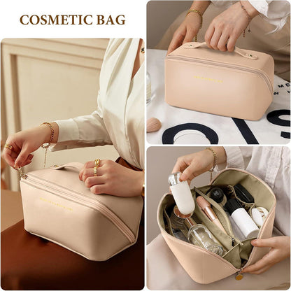 Kosmetiktasche PU Leder Tragbar Make-up Organizer große Kapazität wasserdicht