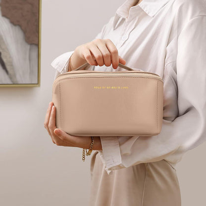Reise Kosmetiktasche PU Leder Tragbar Make-up Tasche mit Großer