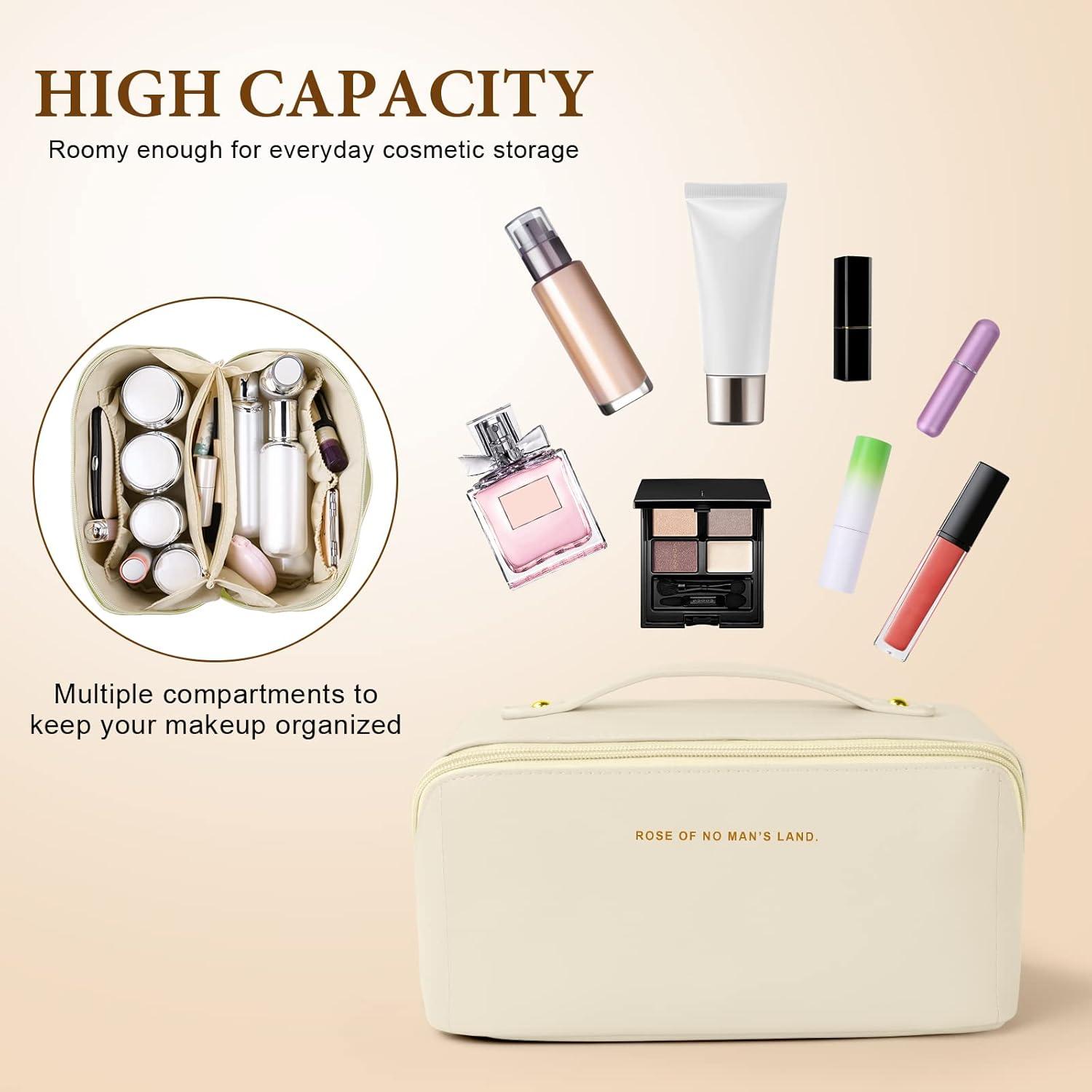 Aucuu Reise Kosmetiktasche PU Leder Tragbar Make-up Tasche Wasserdicht Große Kapazität Organizer