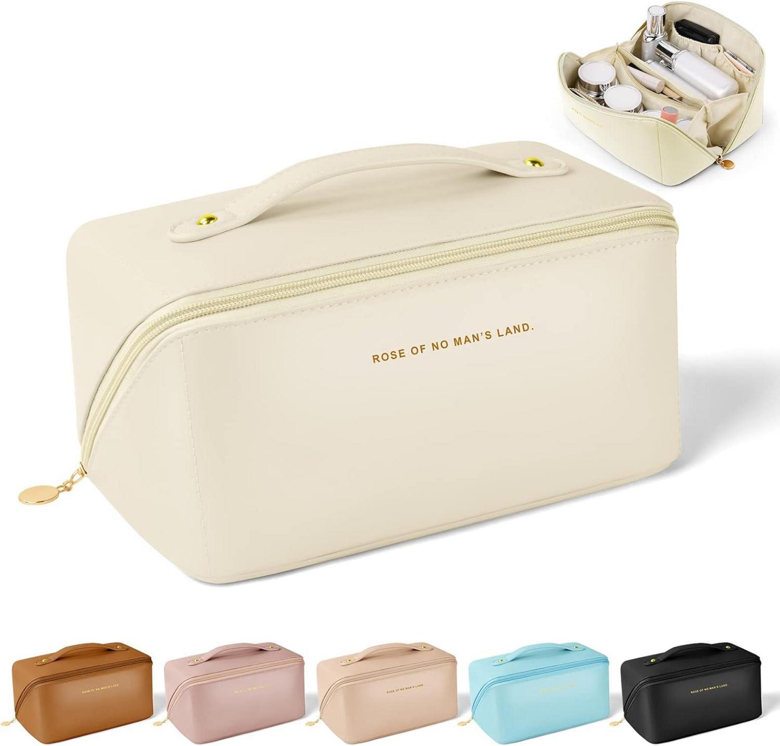 Aucuu Reise Kosmetiktasche PU Leder Tragbar Make-up Tasche Wasserdicht Große Kapazität Organizer