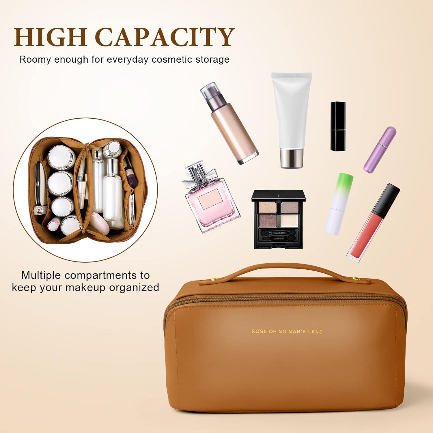 Aucuu Reise Kosmetiktasche PU Leder Make-up Tasche Große Kapazität Wasserdicht Organizer