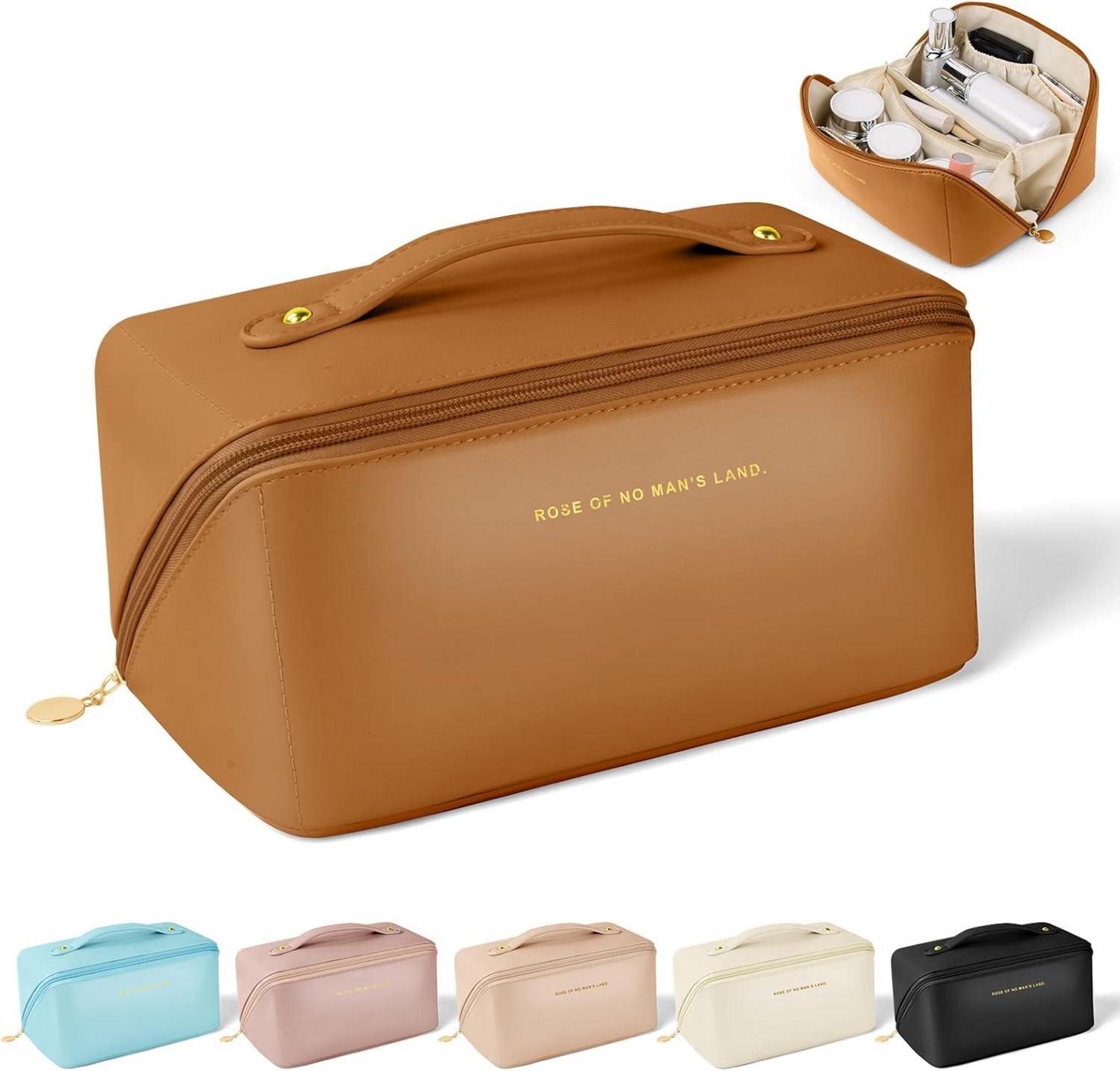 Aucuu Reise Kosmetiktasche PU Leder Make-up Tasche Große Kapazität Wasserdicht Organizer