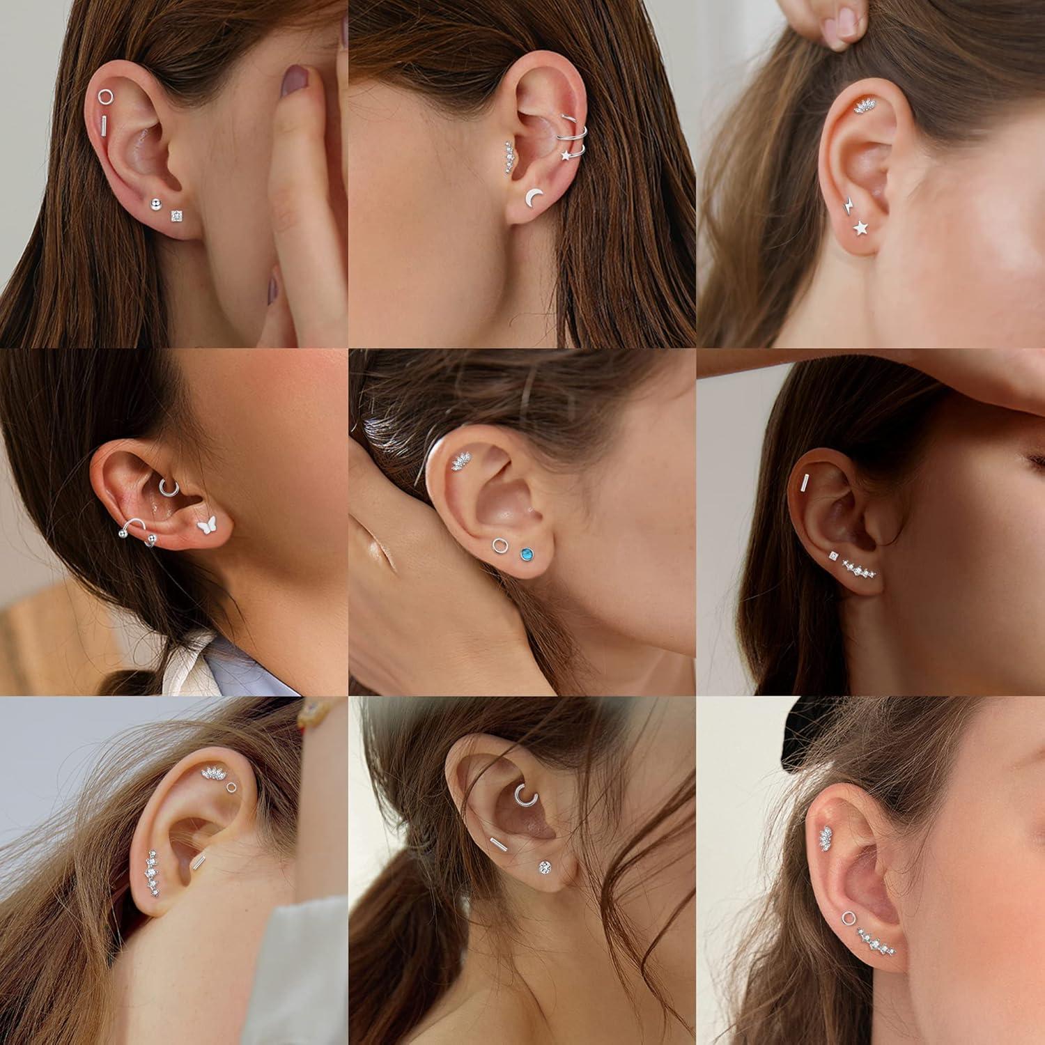19 Paar Kleine Ohrstecker Set Chirurgenstahl Zirkonia Creolen Piercing Ohrstecker