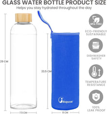 Bugucat Glasflasche 1000 ML Bambusdeckel Schutzhülle