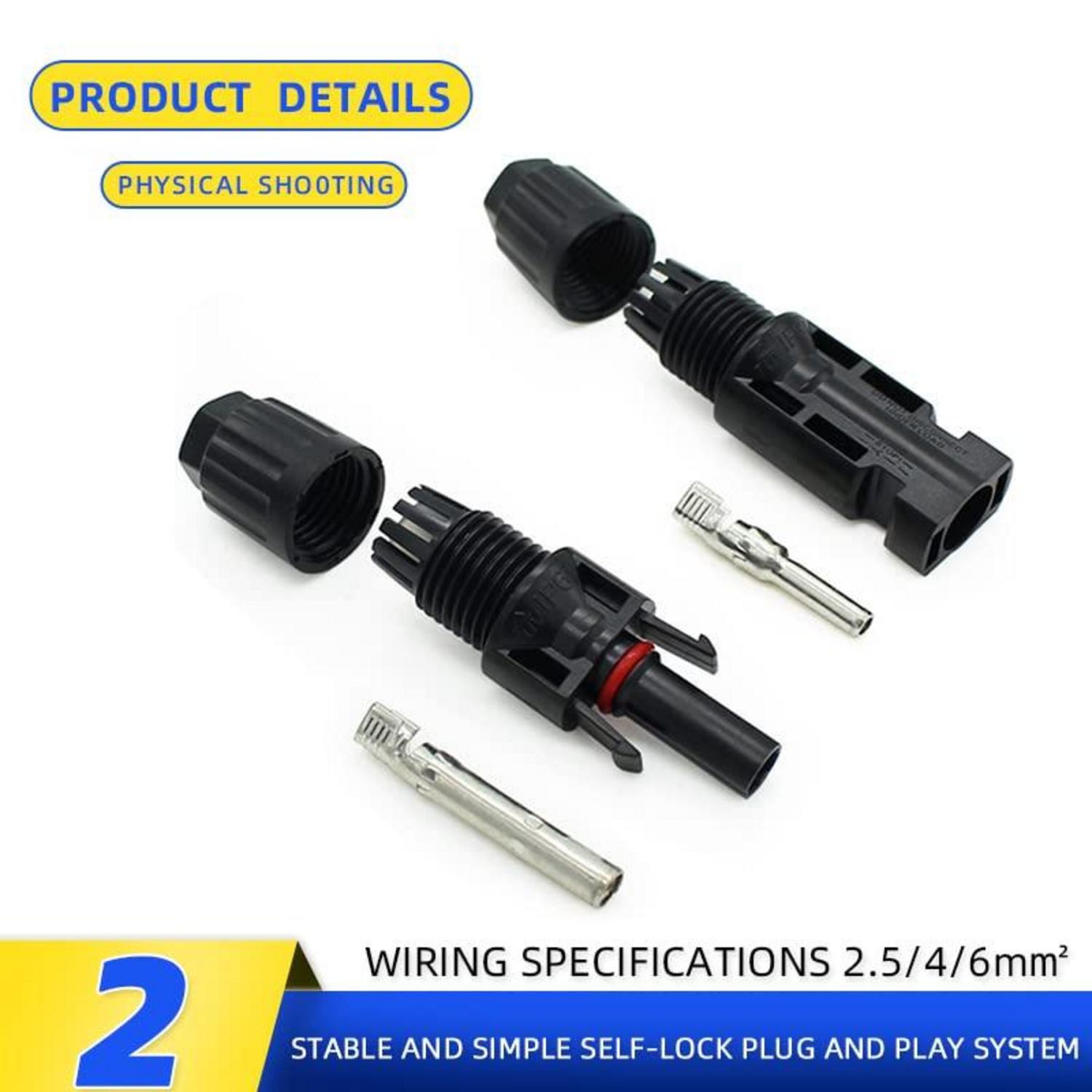 10 Paar Solarstecker IP67 Wasserdicht Schwarz 6mm²-4mm² PV Stecker