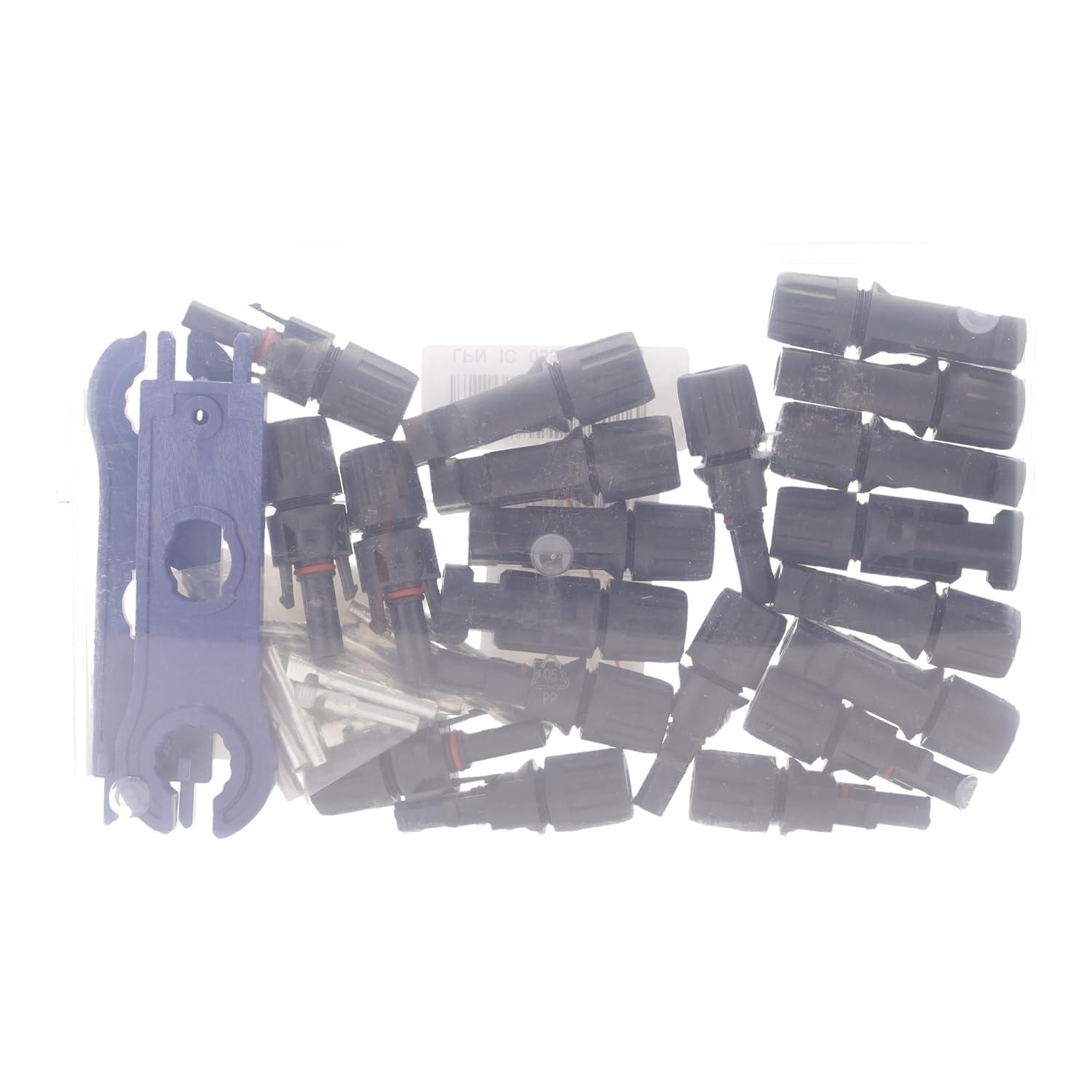 Solarstecker Set 10 Paar Schwarz Wasserdicht IP67 4mm²-6mm² PV Kabel Adapter Werkzeug