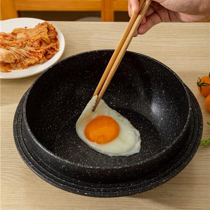 Koreanische Steinschale 20cm mit Deckel Dolsot Bibimbap Hot Pot 2,3L - Schwarz