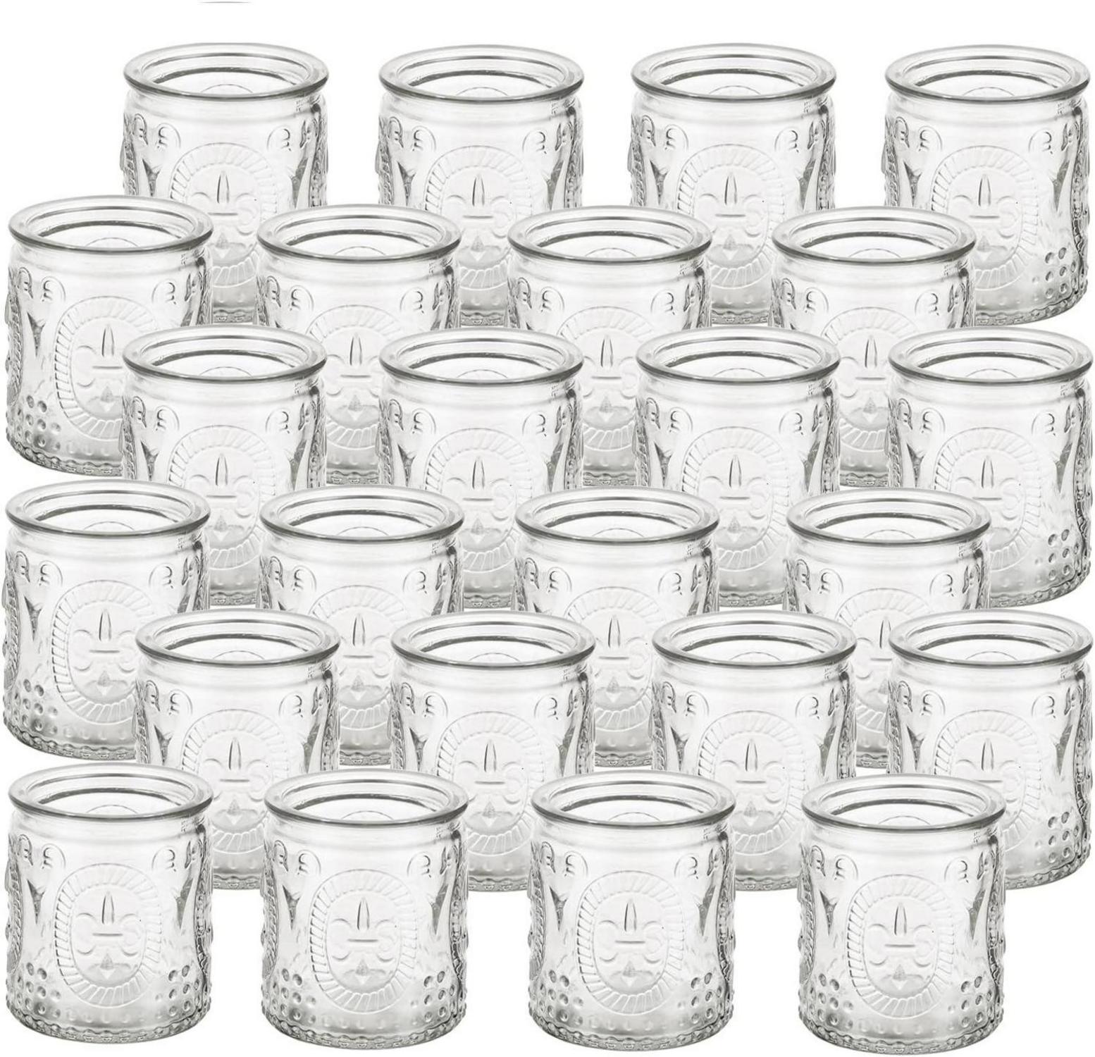 Teelichthalter Glas Vintage Kerzenhalter 24 Stück Set Klar Klein für