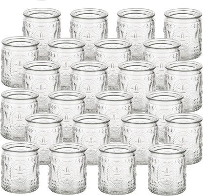 Teelichthalter Glas Vintage Kerzenhalter 24 Stück Set Klar Klein für