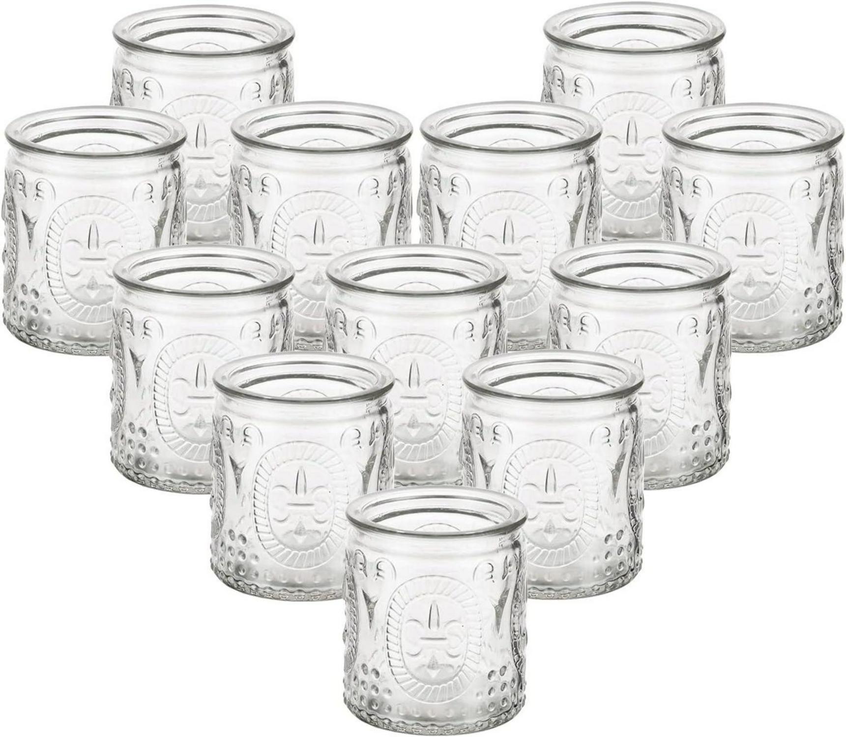 Teelichthalter Glas Vintage Kerzenhalter 12 Stück Set Klar Klein
