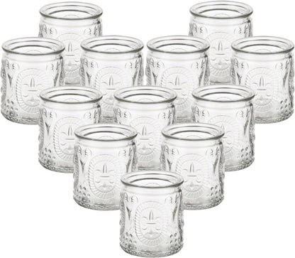 Teelichthalter Glas Vintage Kerzenhalter 12 Stück Set Klar Klein