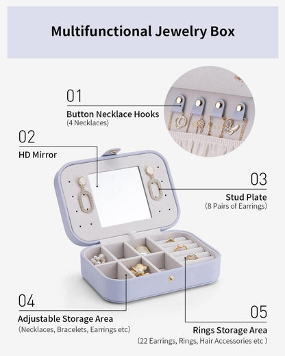 Vlando Schmuckkästchen Reise Schmuckschatulle Mädchen Damen Geschenkidee Lila