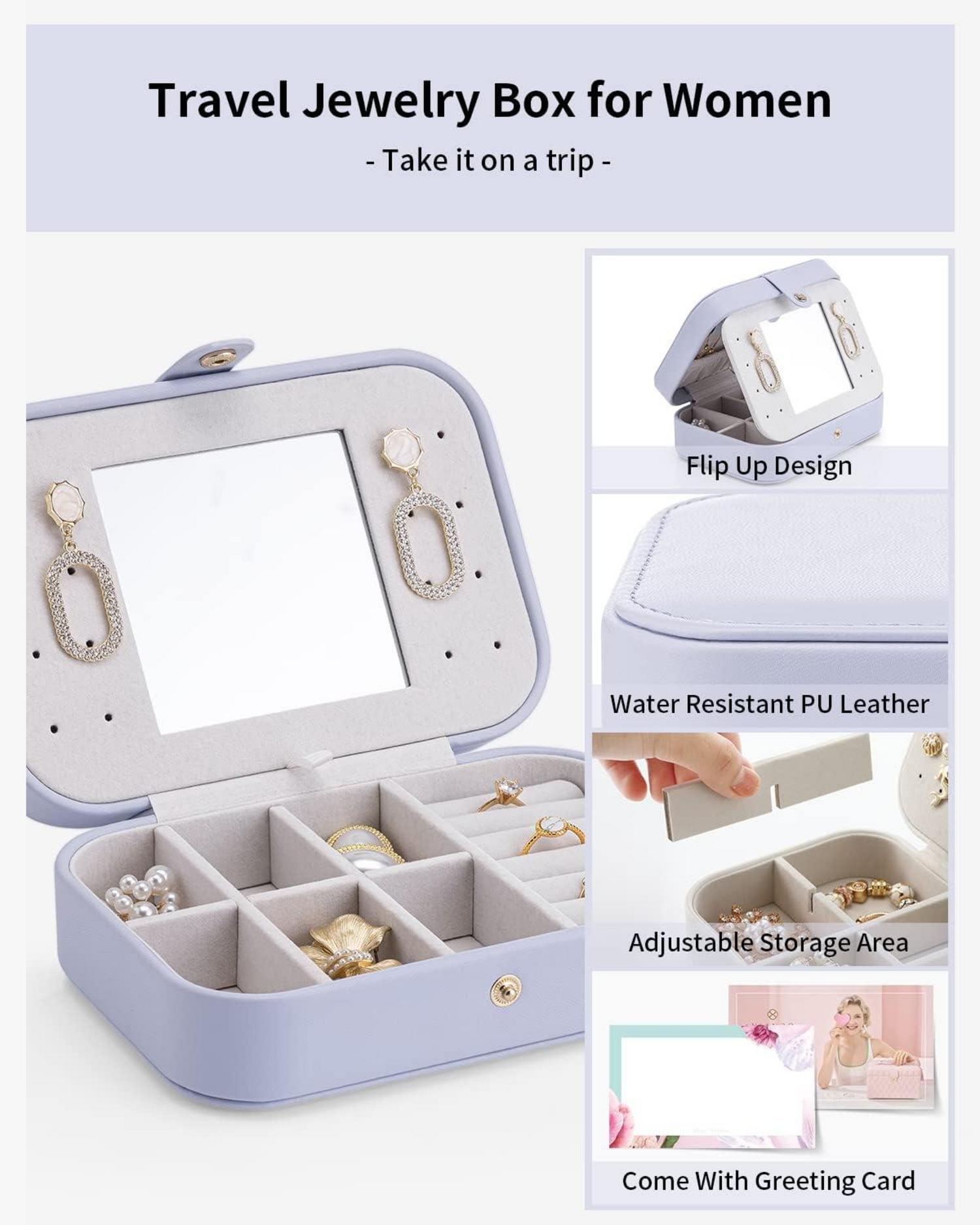 Vlando Schmuckkästchen Super Praktische Schmuckkasten Halsketten Damen-Lila