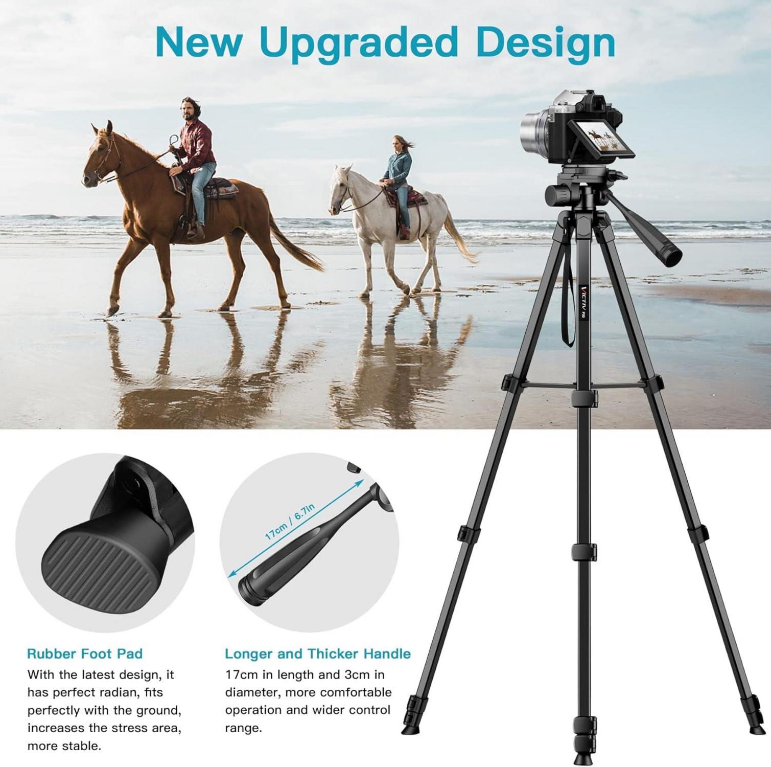 Neues Kamera Handy Stativ 172cm Aluminium Dreibein Tripod 3-Wege-Kopf