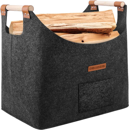 XL Brennholzkorb Filztasche robust faltbar dunkelgrau 45x40x32cm