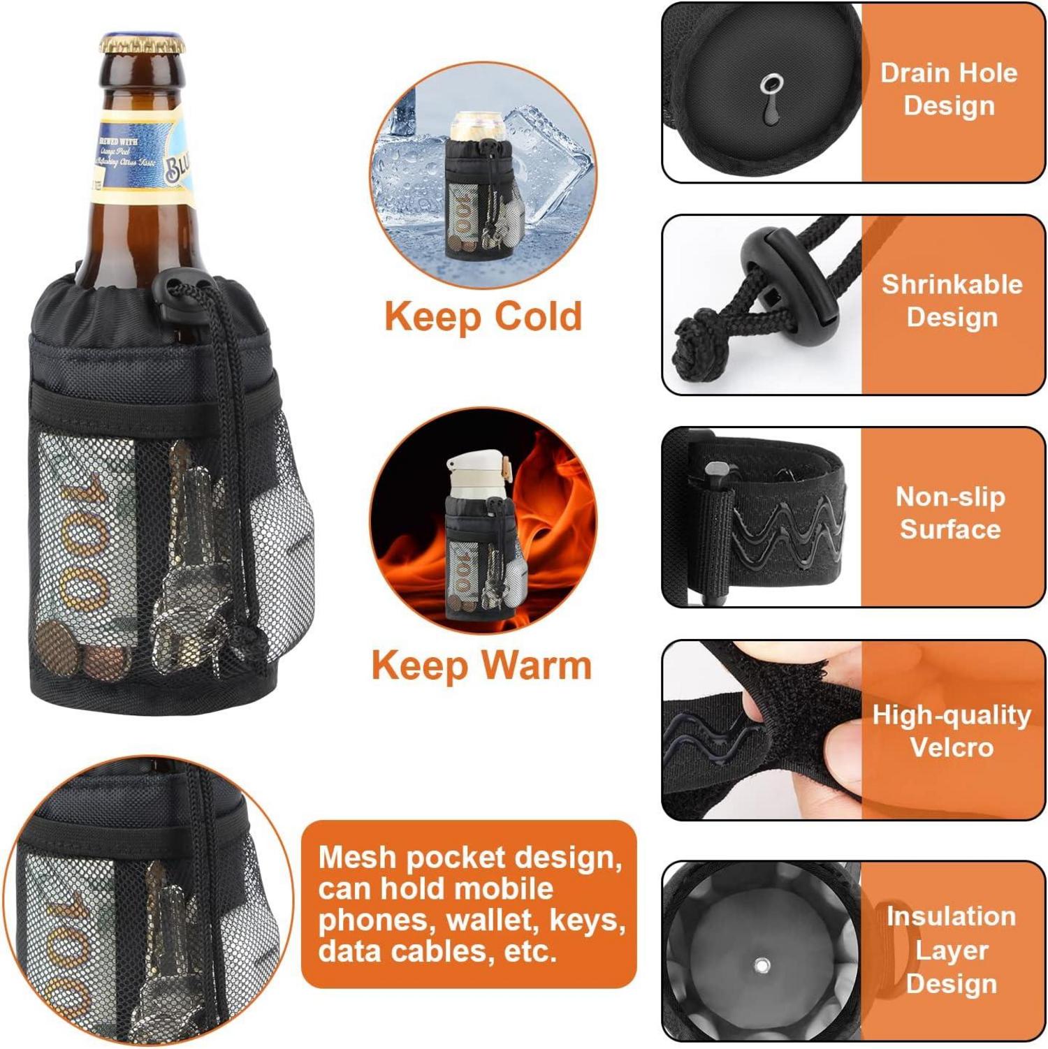 Fahrrad Flaschenhalter Getränkehalter 12oz Schwarz Netztasche